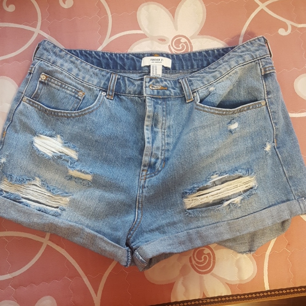 F21 Ripped denim blue shorts high waisted